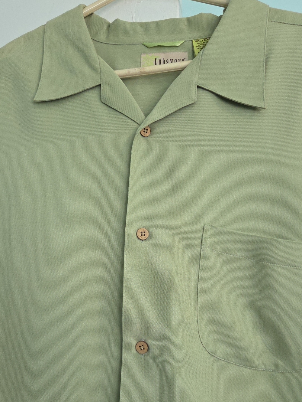Cubavera Light Sage Green Camp Collar Button-Down Shirt